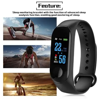 

M3 Smart Bracelet Color Screen IP68 Waterproof Heart Rate Blood Pressure Monitor Replaceable Watch For Android IOS