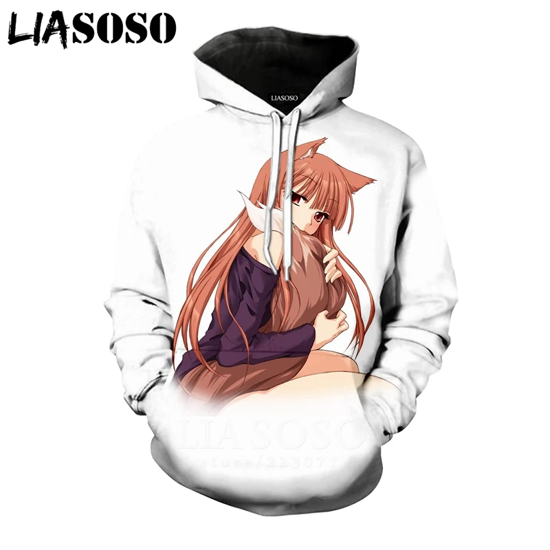 

LIASOSO Spice and Wolf Hoodies Fashion 3D Anime Girl Sweatshirt Men's Hooded Long Sleeve Men Hoody Sexy Loli Women Clothes D023
