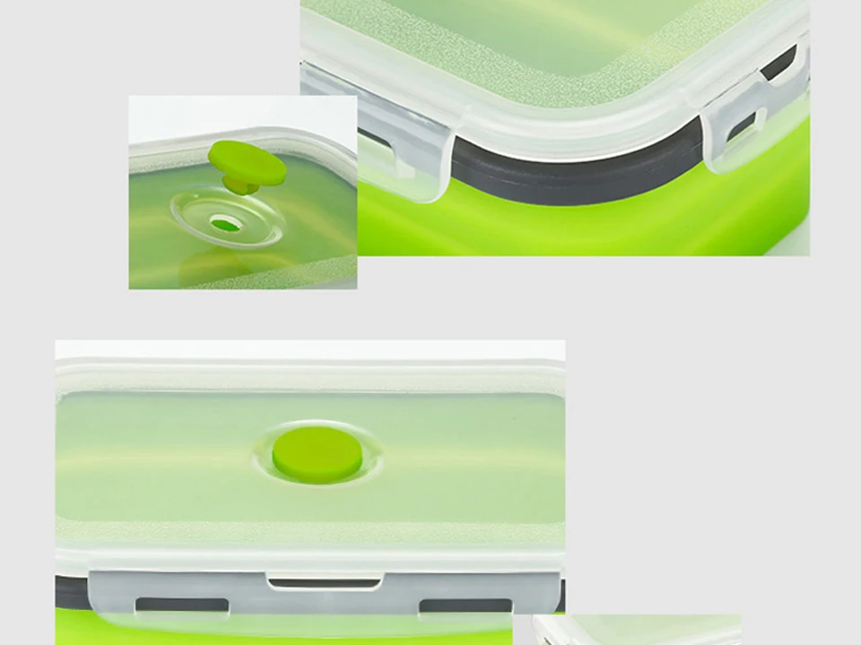 Силиконовый складной Ланч-бокс, контейнер для хранения еды, Bento BPA Free, Microwavable, портативный, для пикника, кемпинга, прямоугольная, открытая коробка