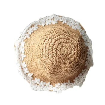 

Bear Leader Girl Hats New Summer Fashion Lace Flowers Caps for Baby Girl Kids Hats Breathable Straw Hat Beach Sunhat Baby Hat