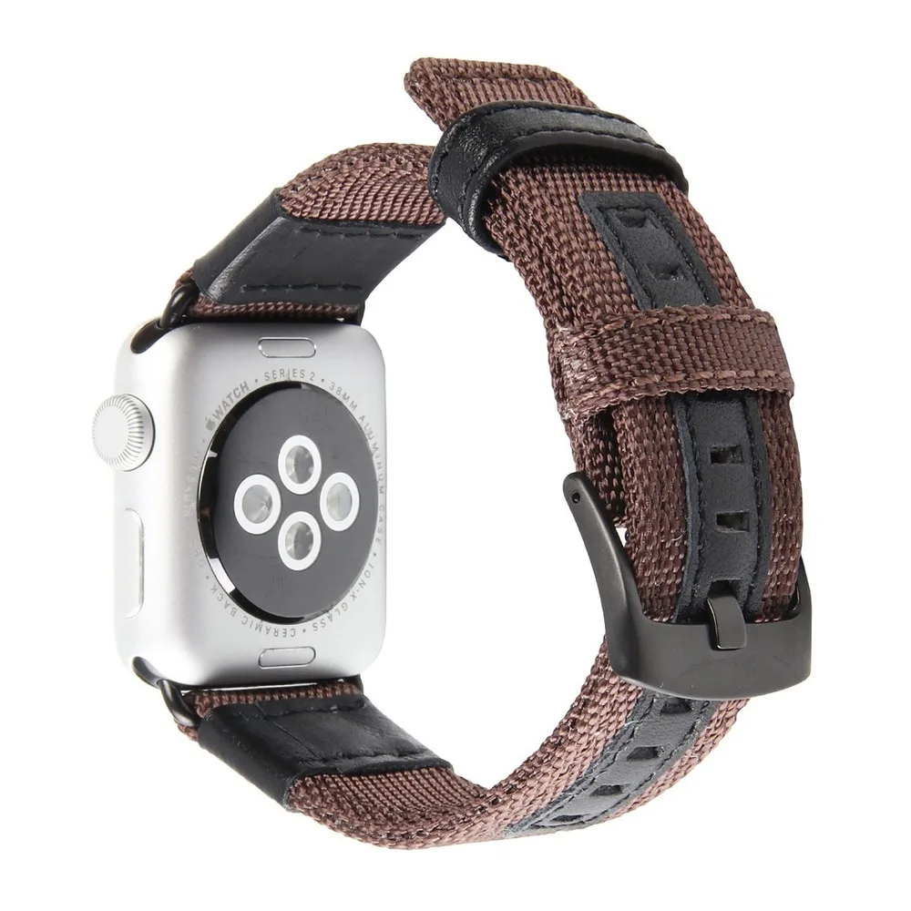 Ремешок из натуральной кожи для Apple Watch 6 5 40 44 мм нейлоновый плетеный браслет iWatch SE