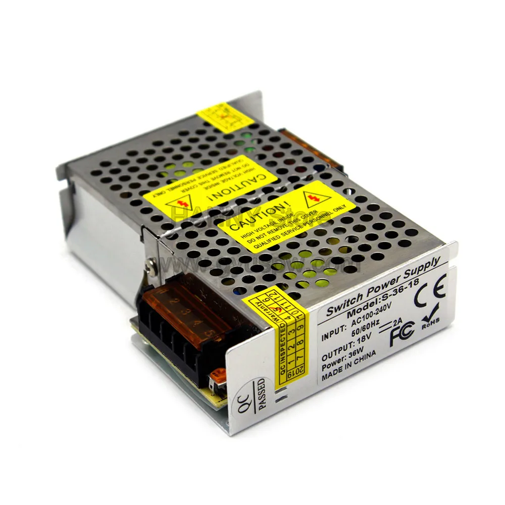 Переменный импульсный источник питания DC18V 2A 36W Трансформатор 100-240V AC к DC 18V SMPS для ретранслятора освещения доступа монитор CCTV