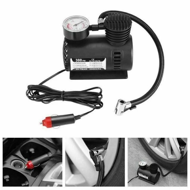 Mini compresseur d'air Portable pour voiture, 300 PSI, 12V, pompe  électrique de gonflage de pneus avec manomètre - AliExpress