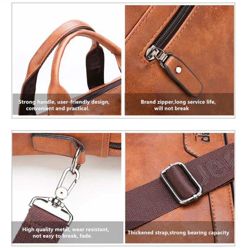 JEEP BULUO Brand Large Capacity office Briefcase Bag For Man Business Men Leather Handbag Travel Shoulder Bags 14inch Laptop New