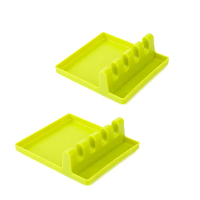 Green 2pcs Kitchen Cooking Utensil Holder Silicone Utensil Rest Spoon Rest Utensil Spatula Holder Heat Resistant Cooking Tool Drop Ship - Цвет: Green 2pcs