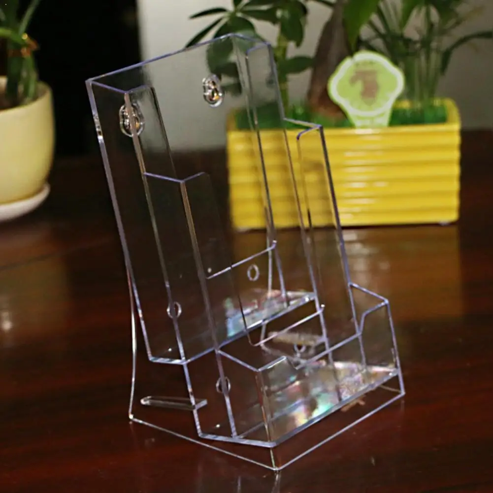 Tarjetero acrílico transparente de 3 rejillas para hombre, soporte de folleto, escritorio, Oficina