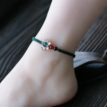 

New Anklet This Year Simple Retro Cool Hand-Woven Foot Chain Men and Women Anklet Women Red Rope