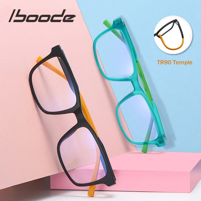 

iboode Blue Light Blocking Glasses Frame Kids TR90 Eye Protection Computer Eyewear Boys Girls Candy Color Square Child Glasses