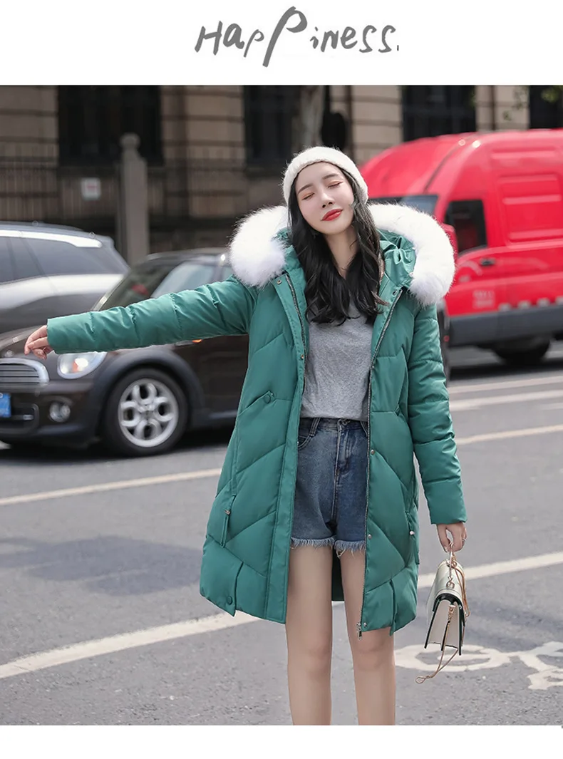 new style winter female hooded women coats fashion Korean style white pure color thick down jacket warm black cotton clothes
