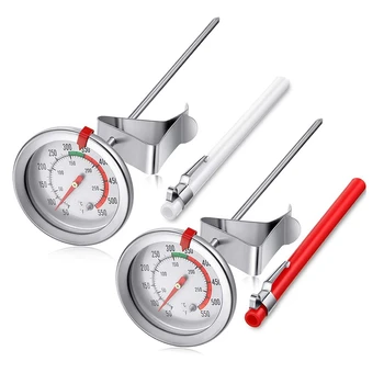 

2 Pcs Stainless Steel Thermometer Instant Reading Dial Thermometer Fried Thermometer with Metal Clip and 2 Pcs Sleeve