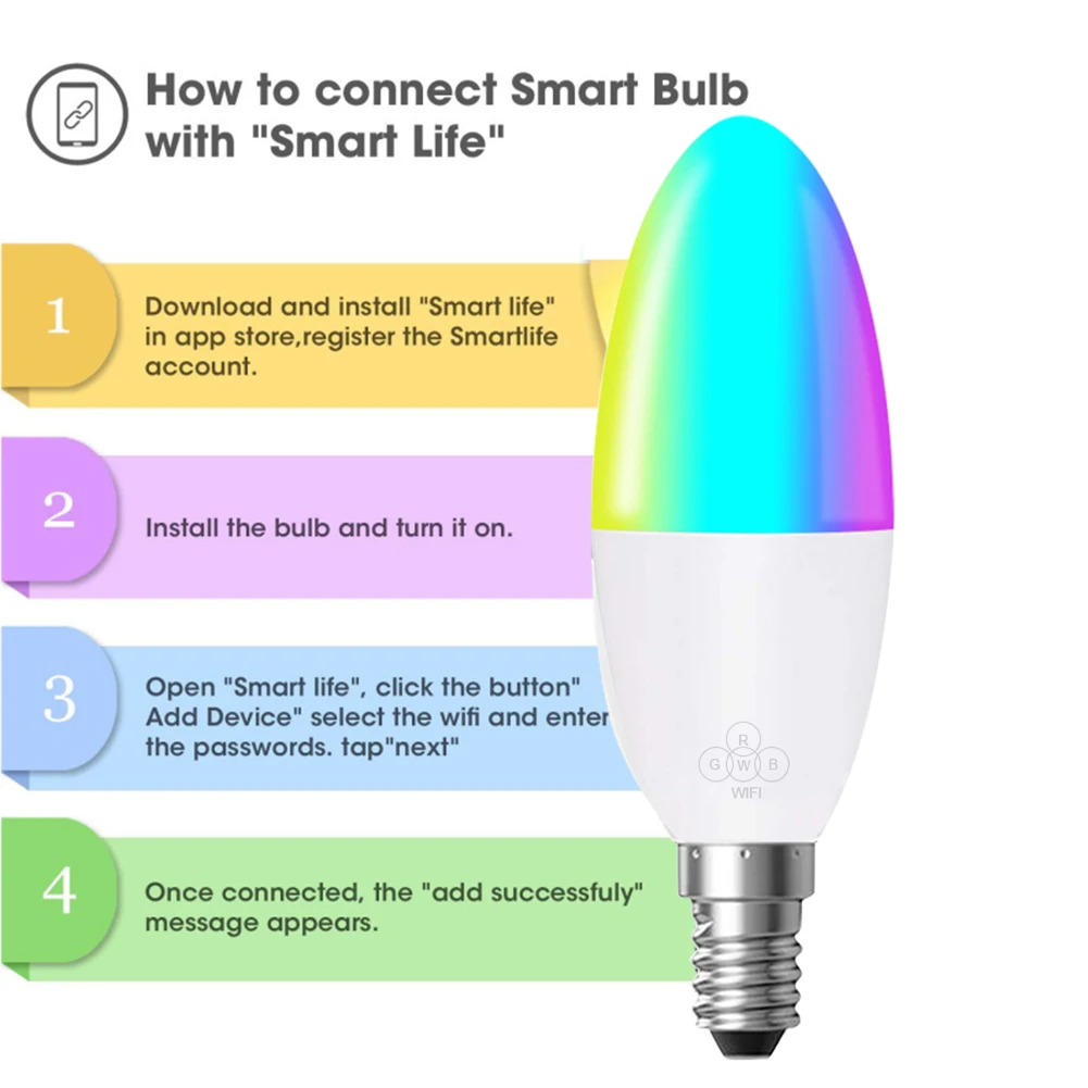 Смарт WiFi Свеча лампа E14/E27 RGB лампа поддержка Alexa/Google Home/IFTTT смарт-динамик Голосовое управление 6 Вт светодиодные лампы украшения