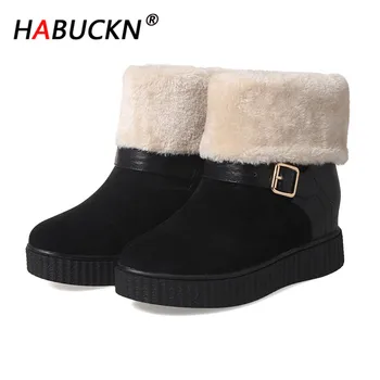 

HABUCKN 2020 new fashion classic wild low-heeled leather shoes suede to keep warm and lengthen red plush boots for children