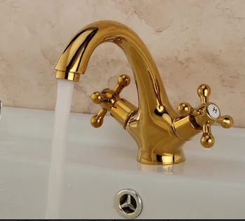 

Faucet Hot and Cold Copper European-Style Antique Faucet Undercounter Basin Golden Faucet Basin Vintage Faucet