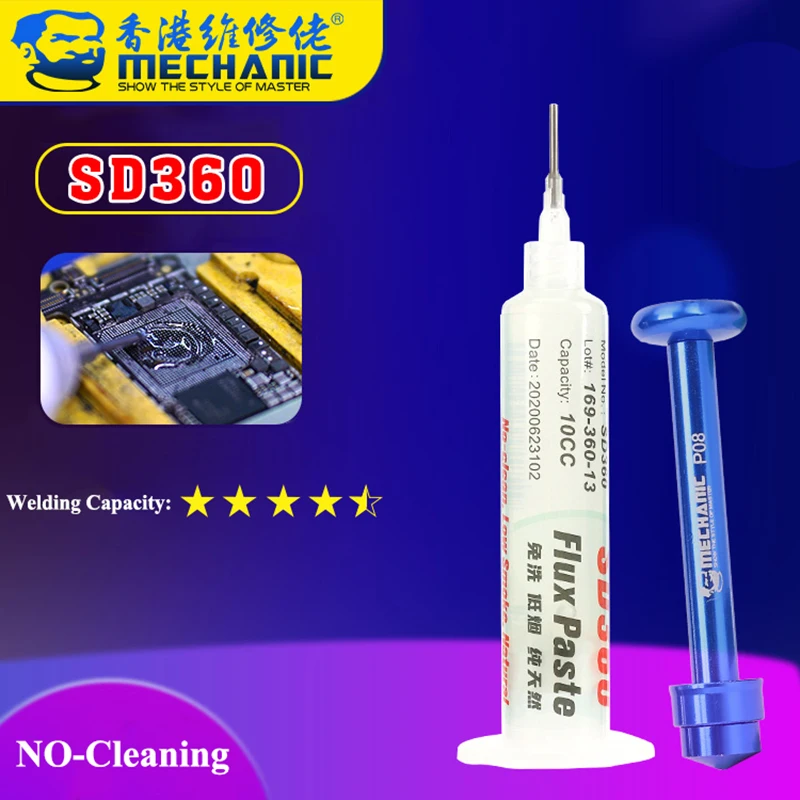 Mechanic SD360 Flux Solder Paste No-clean Transparent Welding Paste Flux With Push Rod for PCB SMD BGA Soldering Tools