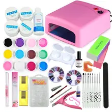 Набор для ногтей ложный гель 12 цветов Набор Ультрафиолетовая лампа для маникюра 36 wr Solon использование