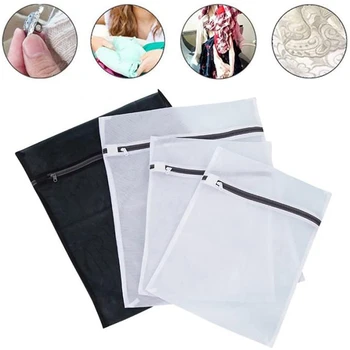 

4PCS Foldable Laundry Bags Socks Underwear Washing Machine Protection Bag Zippered Mesh Storage Organzier