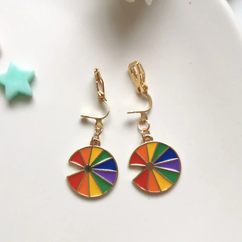 WENHQ Gold Color Colorful Cartoon Clip on Earrings Cute Girl Kids Cute Small Animal Plant Cuff Earring Silicone Cushion Ear Clip ear clip earrings clip earrings ear clip