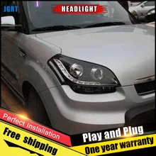 2 шт. автомобильный стиль светодиодный фары для Kia Soul 2010-2012 для Soul Головной фонарь светодиодный DRL Объектив двойной луч H7 HID Xenon bi xenon объектив