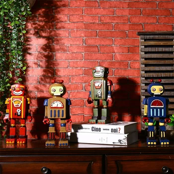 

Creative Home Decor Robot Model Desktop Cartoon Retro Living Bedroom Decoracion Hogar Miniature Figurines Vintage Home Decor