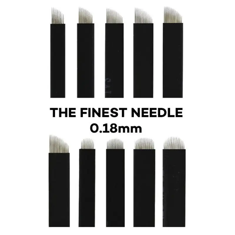 Agujas de tatuaje con forma de U, Microblading, 0,18mm, 12 Pines, para maquillaje permanente, cejas y labios, bolígrafo para bordar, 50 Uds.