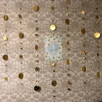 

4m wedding decoration home decoration baby shower birthday party decoration kids gold round star shape garland banner 1st birth