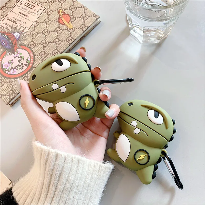 Милый 3D мультфильм анти-падение брелок динозавр силиконовый наушник чехол для Apple AirPods 1/2 беспроводной bluetooth чехол для гарнитуры