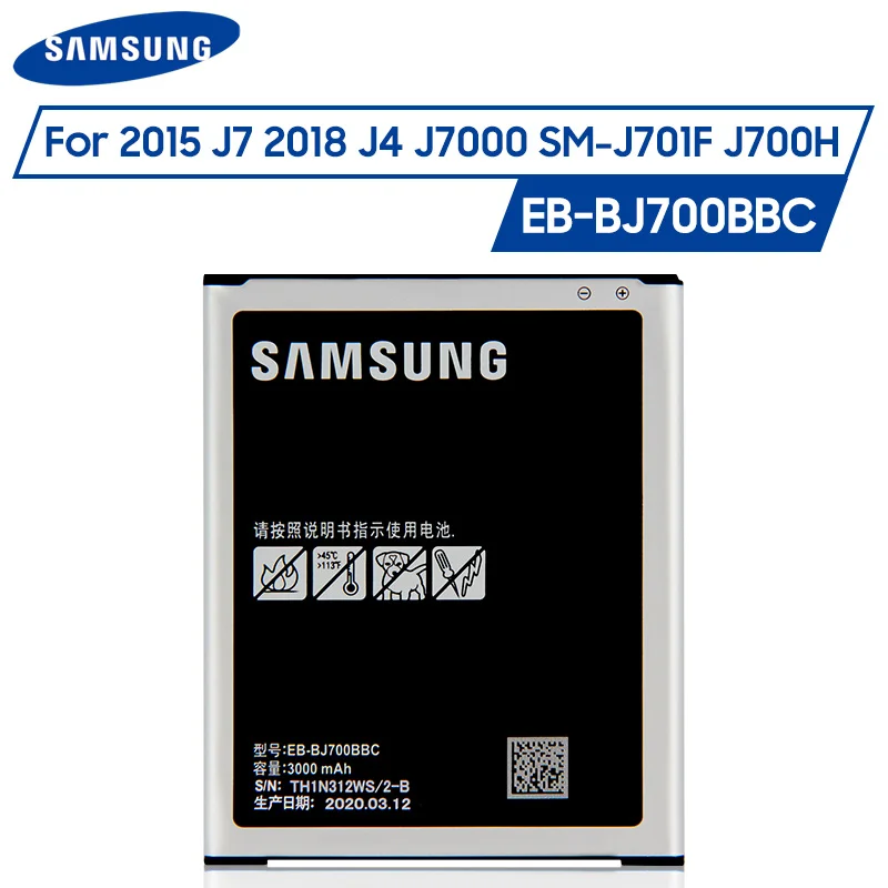 Оригинальная Аккумуляторная батарея Φ для Samsung GALAXY J7 2015 J7008 J700F J7009 J7000 EB BJ700BBC J4 2018 с
