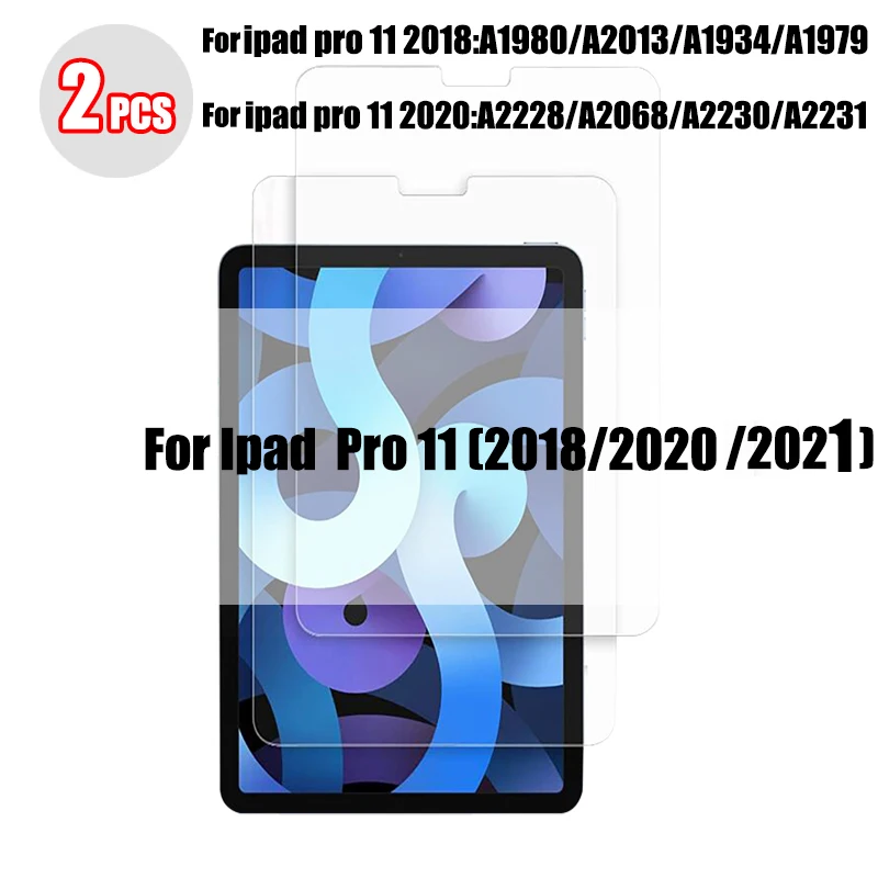 stickers ipad mini 2 pcs Tempered Glass For Ipad Pro 11 12.9 9 10.2 10.5 Air 4 3 2 Tablet Screen Protector For Ipad Mini 6 5 4 3 1 2020 2021 Glass touch screen tablet with pen Tablet Accessories