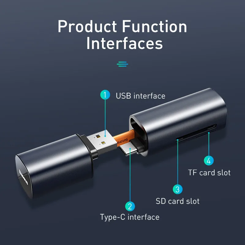 Baseus кардридер USB 3,0 type C для SD Micro SD TF адаптер для ноутбуков Аксессуары OTG кардридер смарт-карта памяти SD кардридер