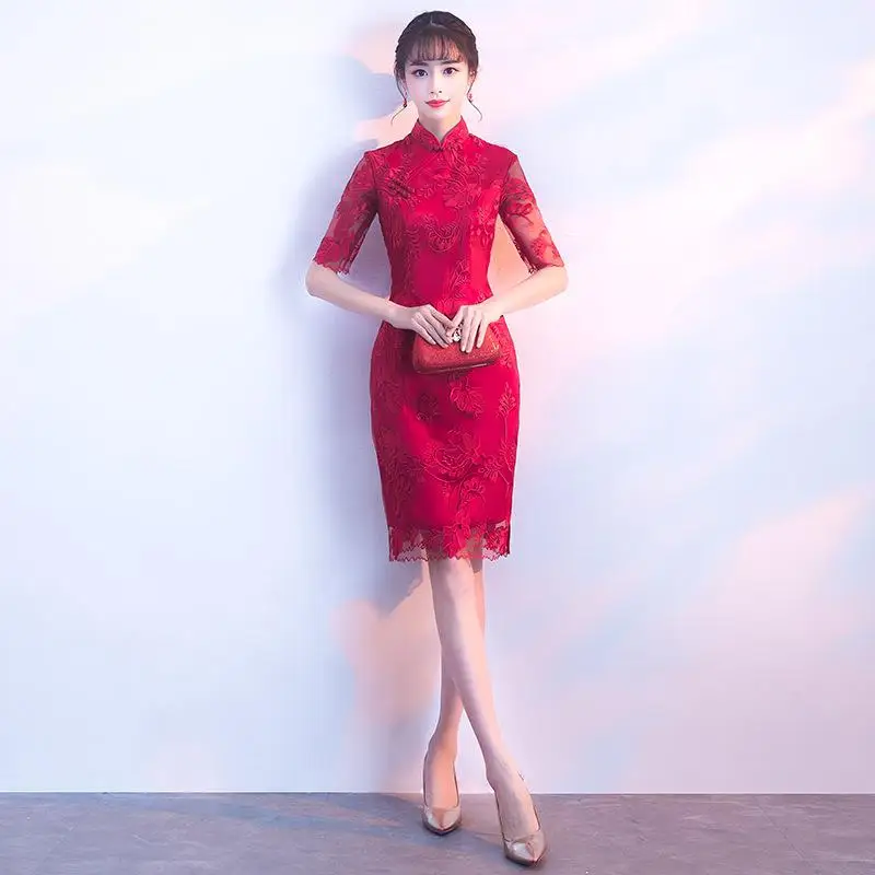 Вечернее платье для женщин, воротник-стойка, Qipao, цветочный принт, облегающее, Vestidos, винтажное, Восточный чонсам, элегантное, для выпускного вечера, вечерние платья - Цвет: Style 8