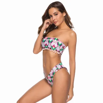 

Fashion Sexy Double-sided Wear Women Bikini Set Bandage Front Push-up Padded Two Pieces Swimwear Swimsuit Beach Bathing Suit