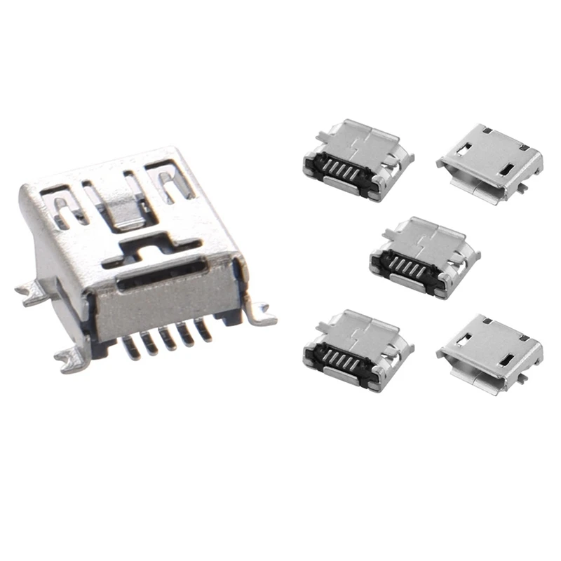 5 Pcs Mini Usb Type B Female Port 5pin 180 Degree Smd Smt Pcb Socket