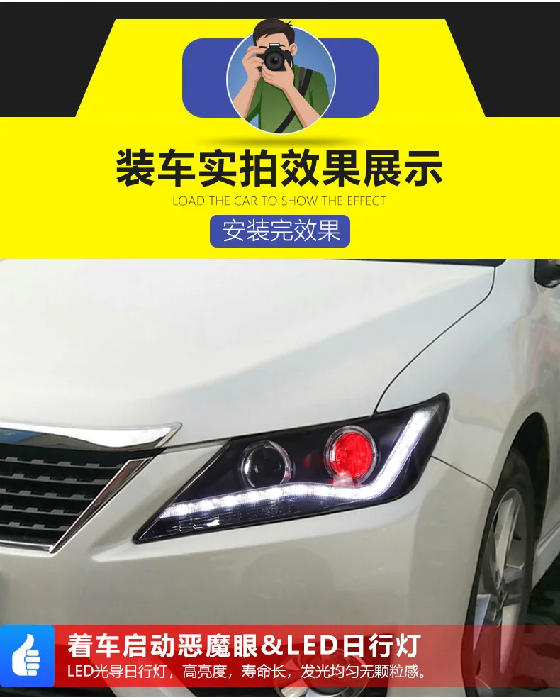 Автомобильный Стайлинг для 2012- Camry фары светодиодная фара дальнего света Camry светодиодный DRL динамический поворотник hid фары аксессуары