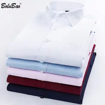 

BOLUBAO Brand Men Shirts Solid Color Slim Fit Wild Fashion Men's Casual Shirts Trend Plaid Print Youth Male Base Shirt