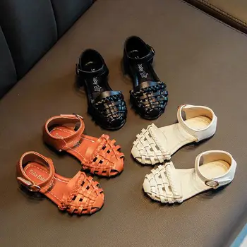 

Girls Sandals Kids Shoes Princess Sweet Anti-kick Beach Sandals For Toddlers Big Children's Soft Summer Shoes 21-35
