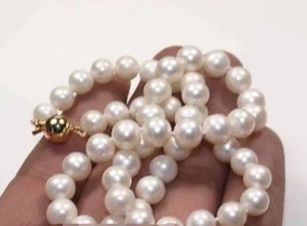 Jewelry Pearl Necklace Fashion 9-10mm Natural white south sea pearl necklaces 18 inches Free Shipping | Украшения и аксессуары