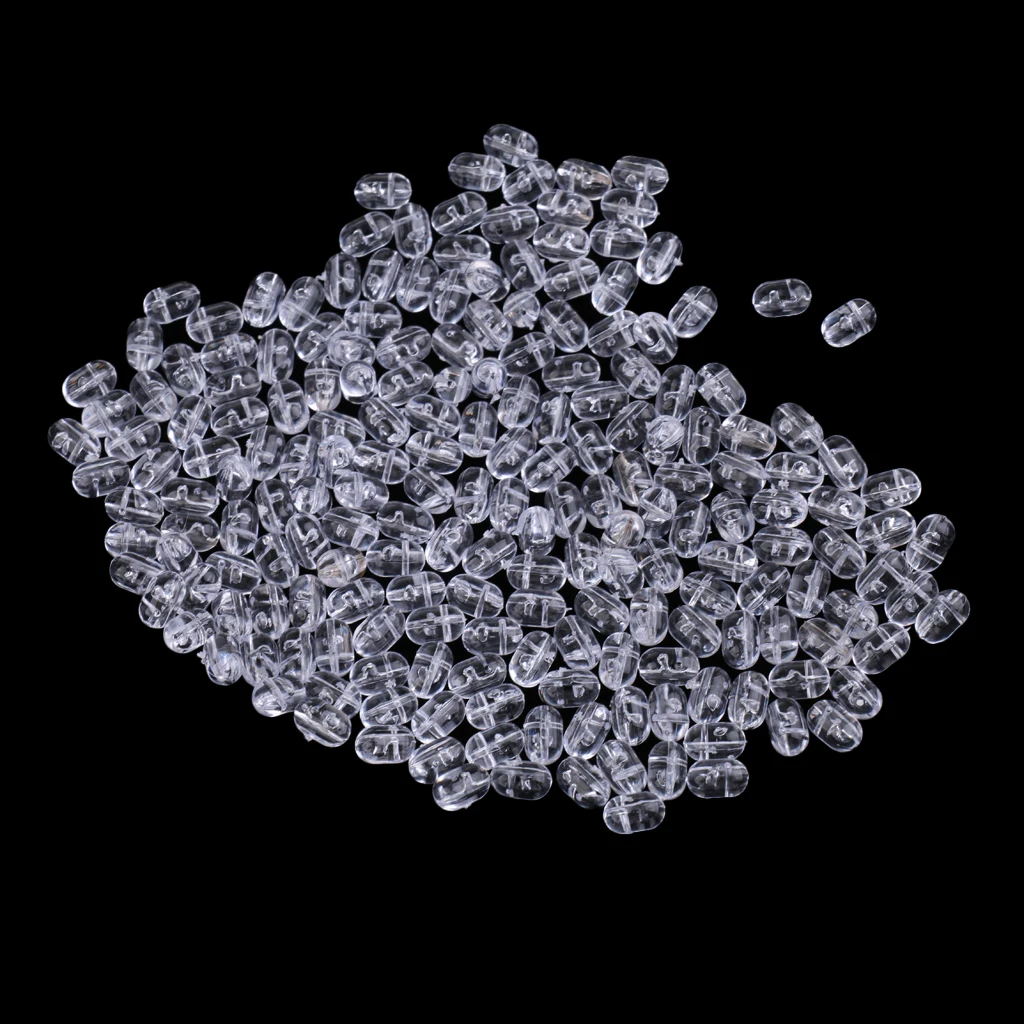 100Pcs/200Pcs Transparent Fishing Beads Plastic Oval 6mm or 8mm Beads Double Pearl Drill Cross Hole Sea Fishing Tackle