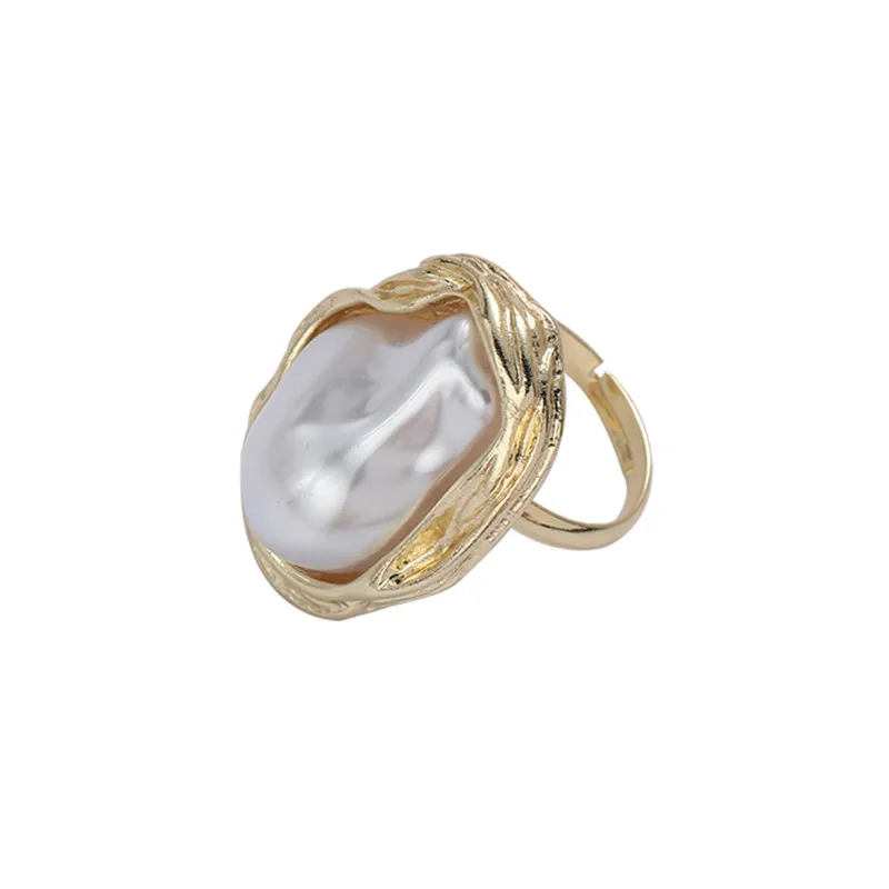 XIALUOKE Fashion Geometrical Irregular Baroque Pearl Ring for Women Retro Open Resizable Index Finger Rings Party Jewelry finger ring ring set adjustable rings