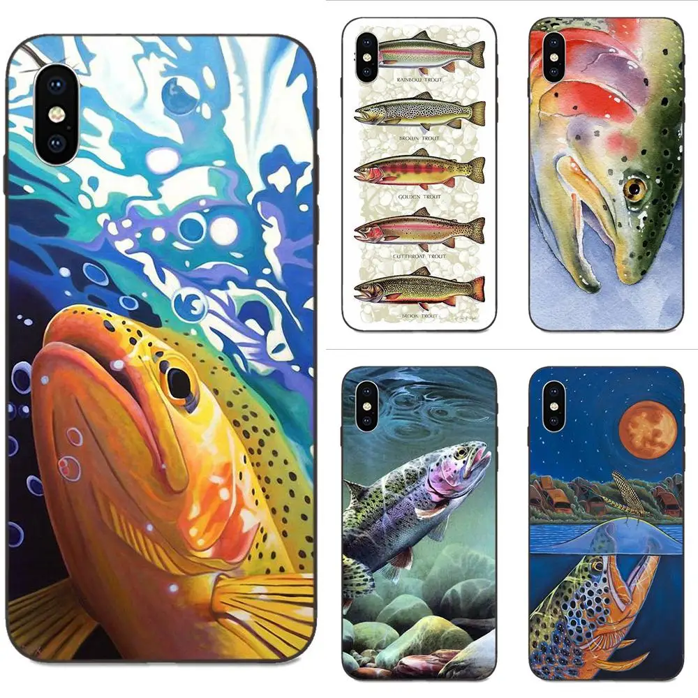 

Soft Art Print For Xiaomi Redmi Note 3 3S 4 4A 4X 5 5A 6 6A 7 7A K20 Plus Pro S2 Y2 Y3 Five Trout Panel Painting Fish