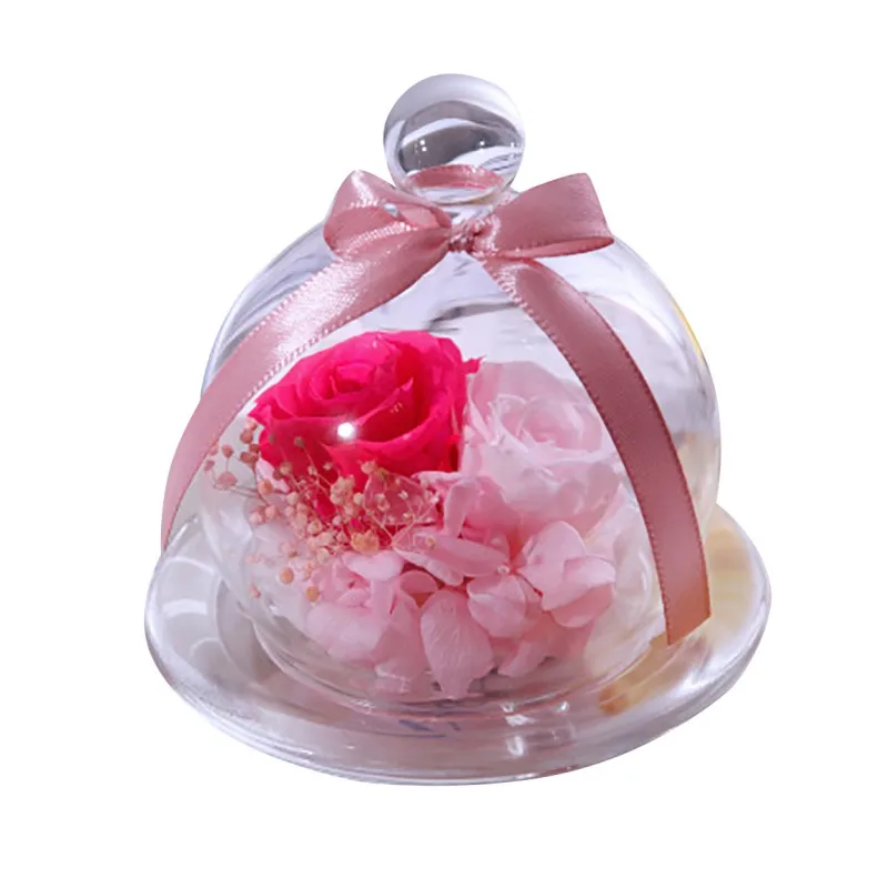 Роза вечный цветок со стеклянной крышкой подарочные коробки для дома Свадебная вечеринка украшения креативный подарок на день Святого Валентина