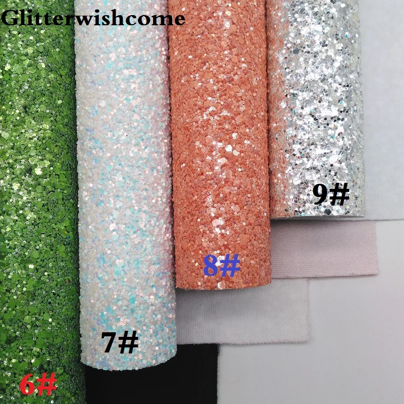 Синтетическая кожа Glitterwishcome 21 х29 см Размер A4 крупная блестящая винил для бантов