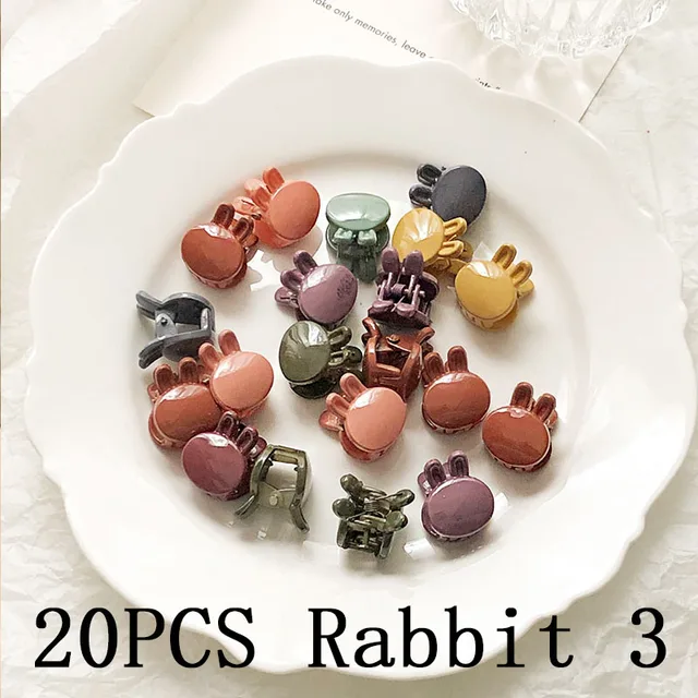 30/50PCS/Set Girls Cute Colorful Flower Star Mickey Small Hair Claws Kids Sweet Hairpins Hair Clips Fashion Hair Accessories 20pcs rabbit 3