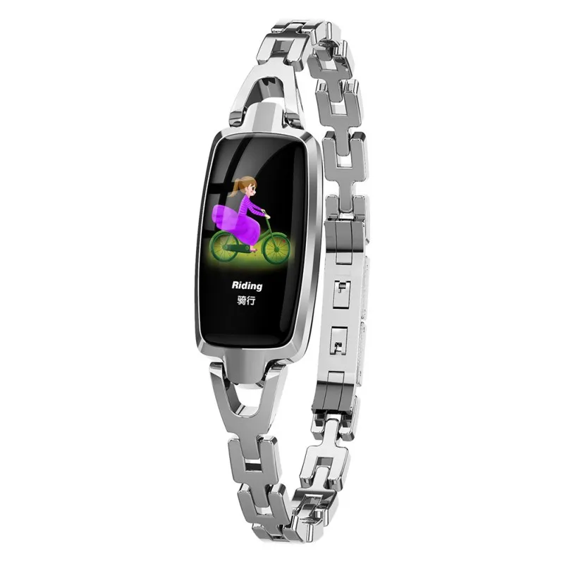 Серебристый Женские Смарт-часы BALIGHT DR66, монитор сердечного ритма, Bluetooth, IP67, Водонепроницаемый Фитнес-трекер, умный Браслет для Android IOS - Цвет: Серебристый