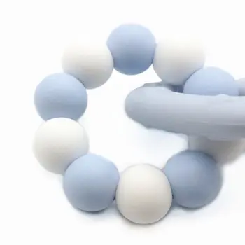 

2 Pcs/set Baby Teether Bracelet Pacifier Chain Silicone Beads Newborn Molar Toy E65D