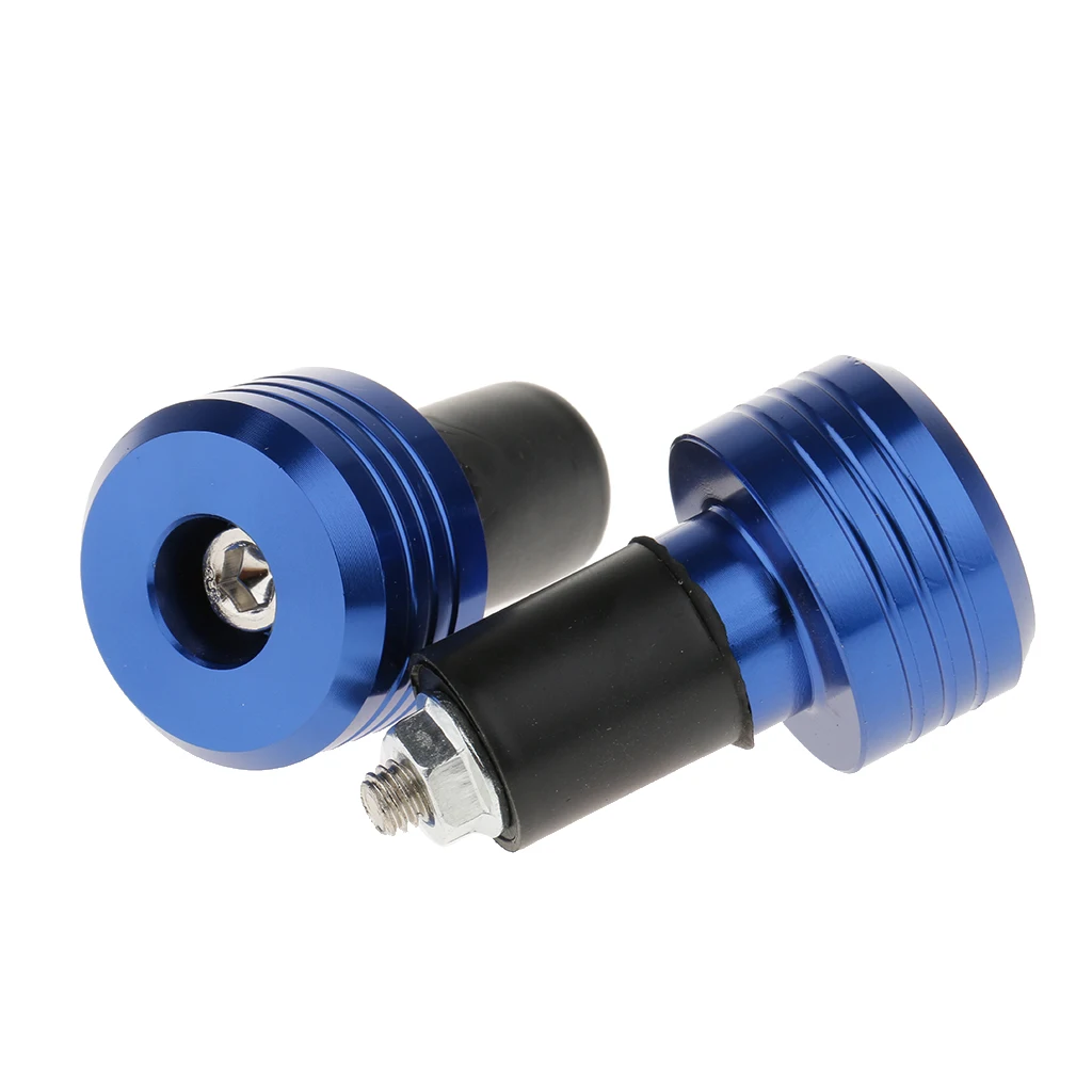 2pc Motorcycle Handlebar Aluminum 22MM Grips Bar End Cap Plug Slider Blue