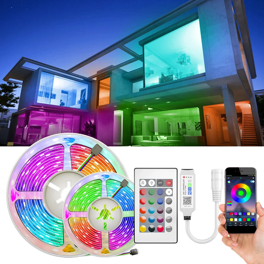 RGB Светодиодная лента 15 м светильник та 5050 SMD 2835 5 10 12 В постоянного тока