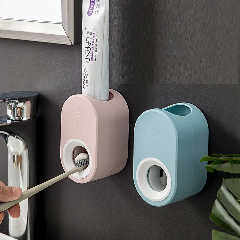 Dispensador automático de pasta de dientes sin perforación, cepillo de dientes y estante de almacenamiento de pasta de dientes, montaje en pared