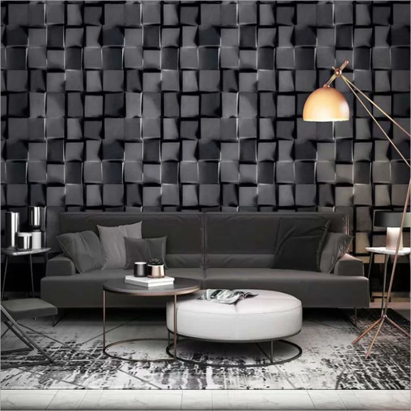 Vinyl 3d Wallpaper Nordic Stereo Black White Lattice Living Room Pvc Background Wall Stickers Restaurant Personality Gray Mural Wallpapers Aliexpress