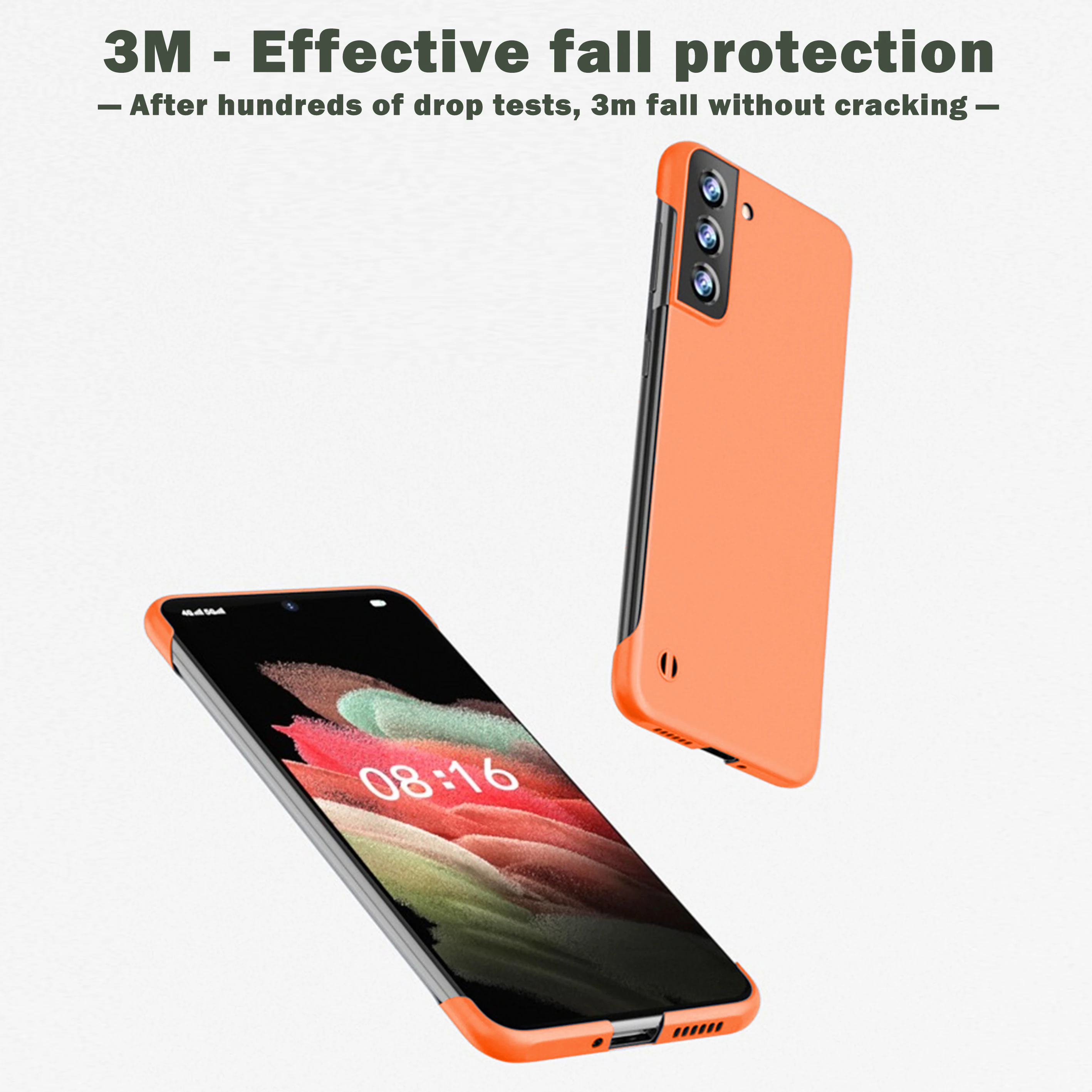GRECAZO Ultra-thin Protective Case For Galaxy S21 S20 Ultra Slim Lightweight Frameless Matte Hard Case Pull Ring Anti-slip Rope cute samsung phone case