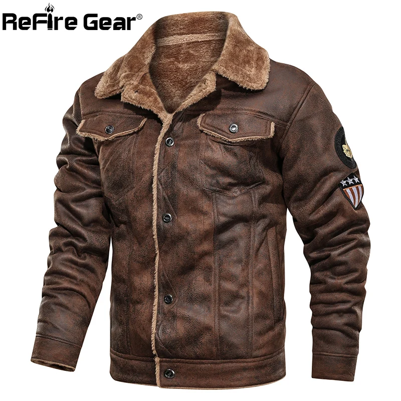 

ReFire Gear Winter Warm Army Tactical Jackets Men Pilot Bomber Flight Military Jacket Casual Thick Fleece Cotton Wool Liner Coat